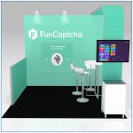 10x10 Trade Show Booth Rental - Package 100 - FunCaptcha - Front View Rendering - LV Exhibit Rentals