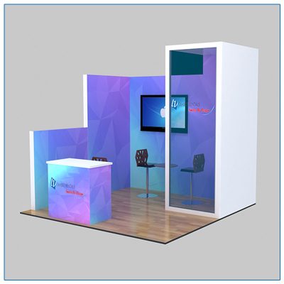 10x10 Trade Show Booth Rental Package 112 - Angle View - LV Exhibit Rentals in Las Vegas