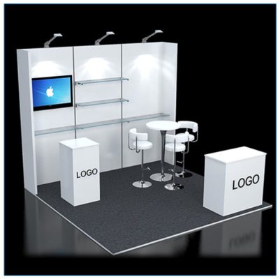 10x10 Trade Show Booth Rental Package 120 - angle view - LV Exhibit Rentals in Las Vegas