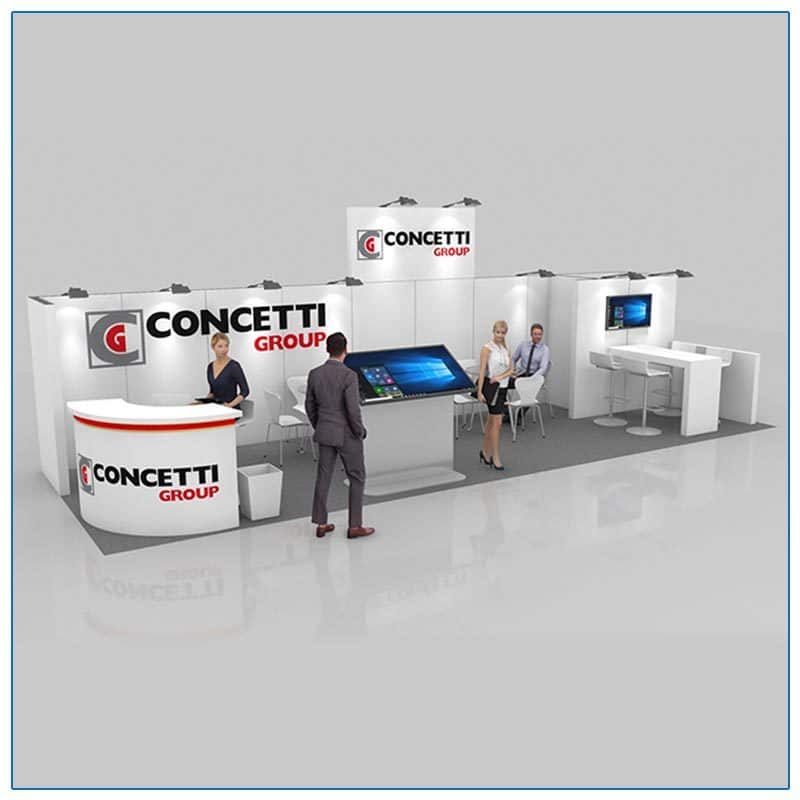 10x30 Trade Show Booth Rental Package 300 Front Angled View - LV Exhibit Rentals in Las Vegas