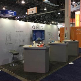 Flux - 10x20 Trade Show Booth Rental Package 208 Custom Counters - LV Exhibit Rentals in Las Vegas | Trade Show Counter Rentals Las Vegas