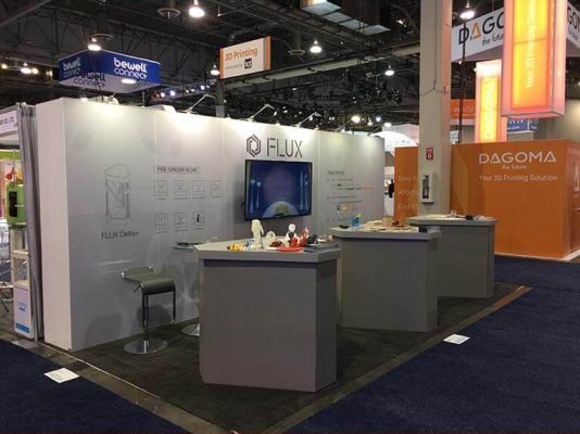 Flux - 10x20 Trade Show Booth Rental Package 208 Custom Counters - LV Exhibit Rentals in Las Vegas | Trade Show Counter Rentals Las Vegas
