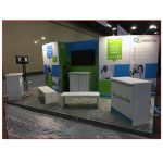Winscribe - Angle View - 10x20 Trade Show Booth Rental Package 216 - LV Exhibit Rentals in Las Vegas