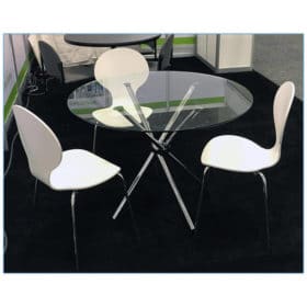 Bunny Chairs in White with Hydra Cafe Table - LV Exhibit Rentals in Las Vegas