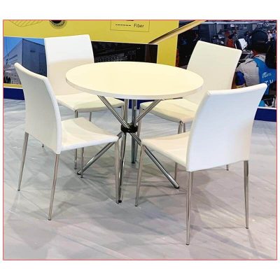 Hydra Cafe Table - 36in Round White Top - LV Exhibit Rentals in Las Vegas