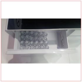 Jolt Sobro Coffee Table - White - Refrigerated Drawer - LV Exhibit Rentals in Las Vegas