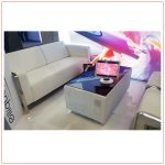 Jolt Sobro Coffee Tables and Jolt USB Sofa - White - LV Exhibit Rentals in Las Vegas