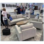 Stella Lounge Chairs - Gray Fabric - LV Exhibit Rentals in Las Vegas