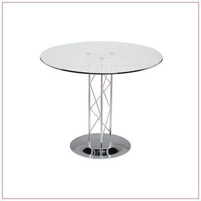 Trave Cafe Table - 32in Round Glass Top - LV Exhibit Rentals in Las Vegas