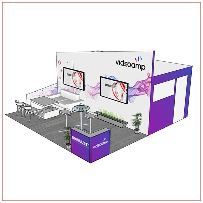 20x20 Trade Show Booth Rental Package 402 - Angle View - LV Exhibit Rentals in Las Vegas