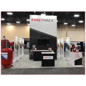 20x20 Trade Show Booth Rental Package 406B - Firetrace - Front - LV Exhibit Rentals in Las Vegas