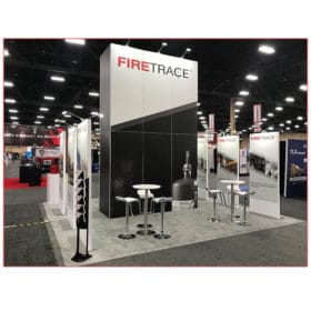 20x20 Trade Show Booth Rental Package 406B - Firetrace - LV Exhibit Rentals in Las Vegas