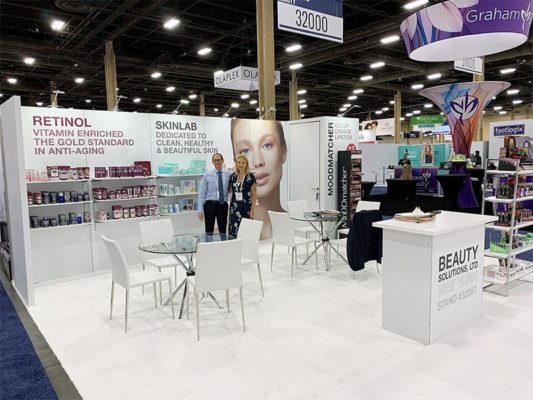 10x20 Trade Show Booth Rental Package 220 - Beauty Solutions - LV Exhibit Rentals in Las Vegas