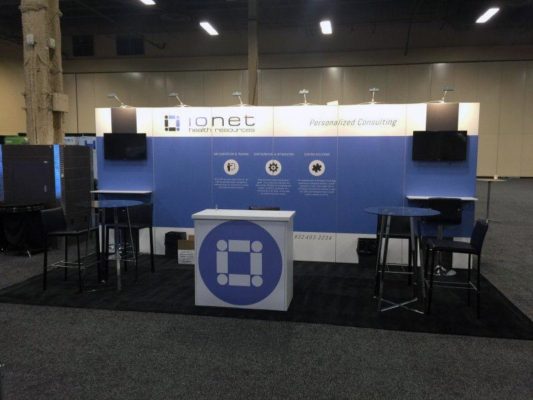 10x20 Trade Show Booth Rental Package 228 Variation - Ionet Health Resources - LV Exhibit Rentals in Las Vegas