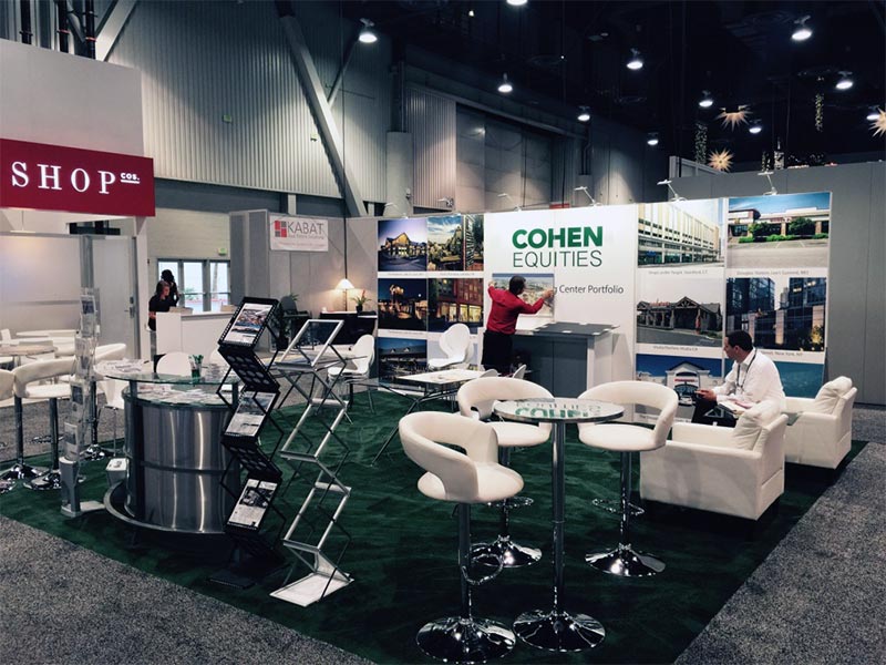 20x20 Trade Show Booth Rental Package - Cohen Equities - Angle View - LV Exhibit Rentals in Las Vegas