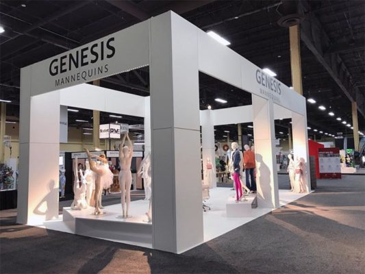20x40 Custom Trade Show Booth Rental Package - Genesis Mannequins USA - LV Exhibit Rentals in Las Vegas
