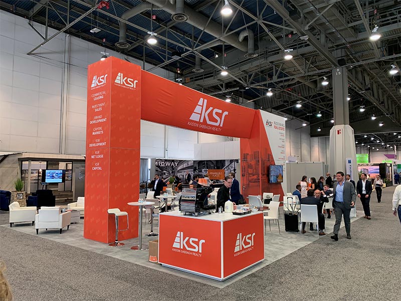 30x40 Custom Trade Show Booth Rental Package - L-Shaped Counter - Recon 2019 - LV Exhibit Rentals in Las Vegas
