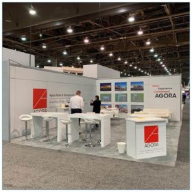 20x30 Trade Show Booth Rental Package 502 - Agora Front View - LV Exhibit Rentals in Las Vegas
