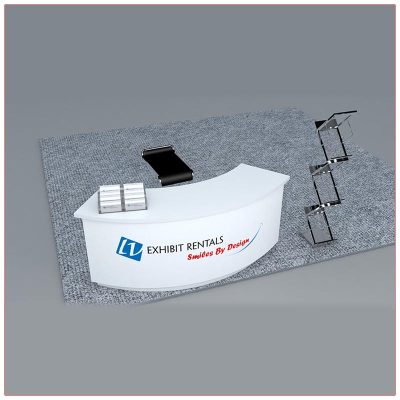 Trade Show Counter Rental Package C1 - Curved Reception Counter - Angle View - LV Exhibit Rentals in Las Vegas