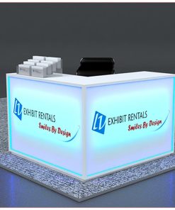 Trade Show Counter Rental Package C3 - LED Lit L-Shaped Reception Counter - LV Exhibit Rentals in Las Vegas