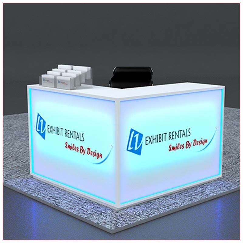 Trade Show Counter Rental Package C3 - LED Lit L-Shaped Reception Counter - LV Exhibit Rentals in Las Vegas