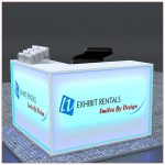 Trade Show Counter Rental Package C3 - LED Lit L-Shaped Reception Counter - Side View - LV Exhibit Rentals in Las Vegas