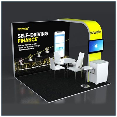 10x10 Trade Show Booth Rental Package 129 - Angle View - LV Exhibit Rentals in Las Vegas