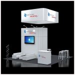 20x20 Trade Show Booth Rental Package 420 - Front Angle View - LV Exhibit Rentals in Las Vegas
