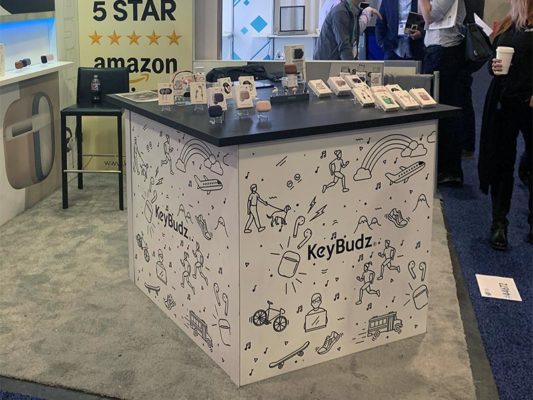 Trade Show Counter Rental Package C7 - Large Square Counter - KeyBudz - CES 2020 - LV Exhibit Rentals in Las Vegas