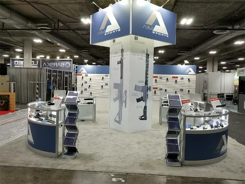 20x20 Trade Show Booth Rental Package 437 - AIM - Side View - LV Exhibit Rentals in Las Vegas