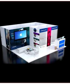 20x20 Trade Show Booth Rental Package 454 - Angle View - LV Exhibit Rentals in Las Vegas