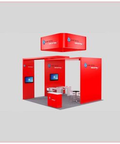 20x20 Trade Show Booth Rental Package 456 - Angle View - LV Exhibit Rentals in Las Vegas
