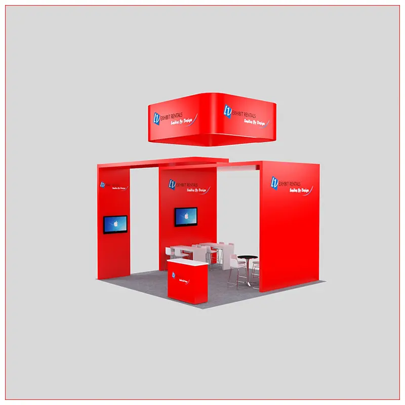 20x20 Trade Show Booth Rental Package 456 - Angle View - LV Exhibit Rentals in Las Vegas