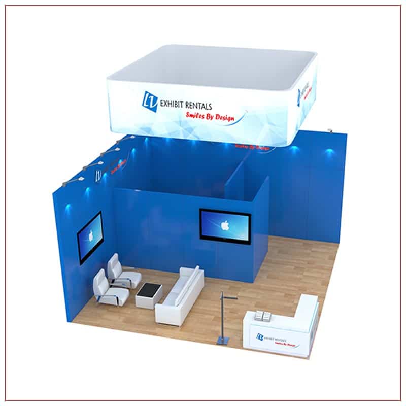 20x20 Trade Show Booth Rental Package 484 - front angle view - LV Exhibit Rentals in Las Vegas