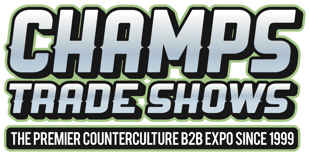 "CHAMPS Trade Shows logo in bold, colorful bubble letters with the tagline 'The Premier Counterculture B2B Expo Since 1999' beneath it."