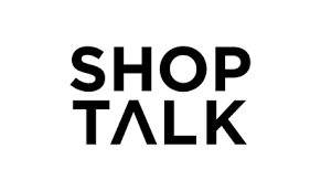 Shoptalk logo featuring bold, lowercase white text on a dark blue background, with a clean and modern sans-serif font representing the retail and eCommerce event brand.