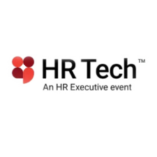 HR Tech logo with three red circular icons forming a stylized figure and black text reading ‘HR Tech – An HR Executive event,’ representing the leading human resources technology conference.