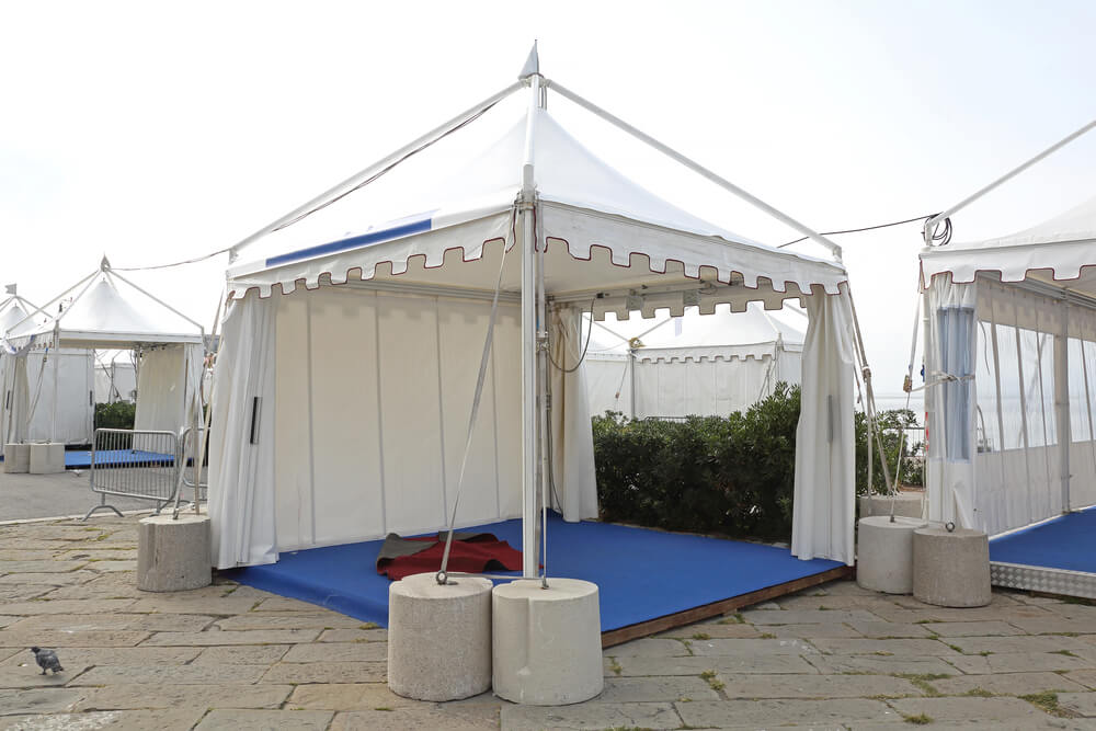 Pop-up canopies can make good shipping container alternatives.
