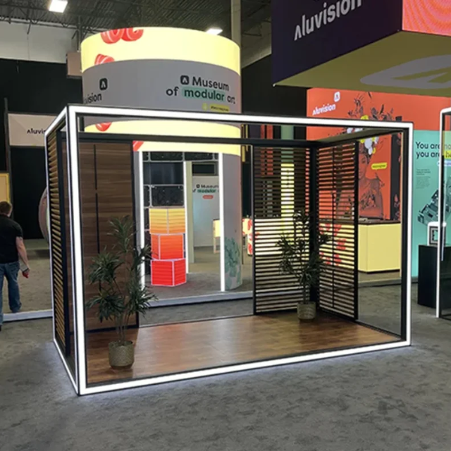 led lined trade show booth