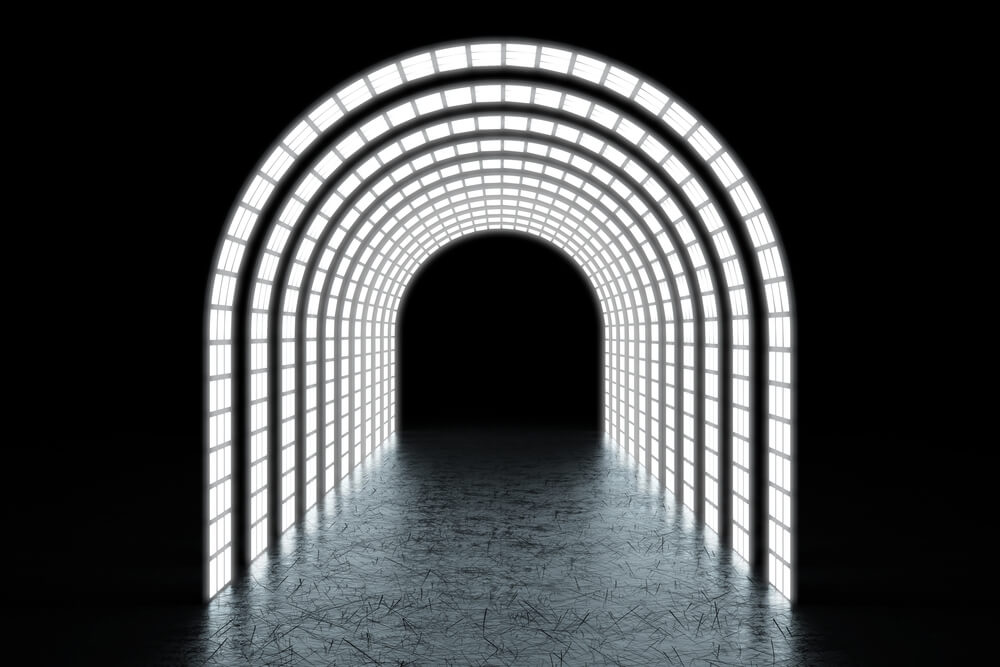 An LED tunnel entrance is one option for corporate even entrance idea.