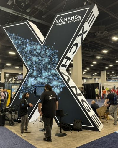 trade show exhibit with LED tiles