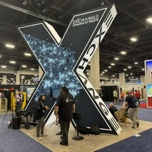 trade show exhibit with LED tiles