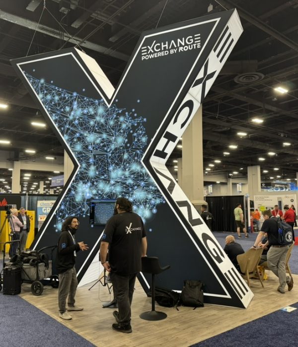 trade show exhibit with LED tiles