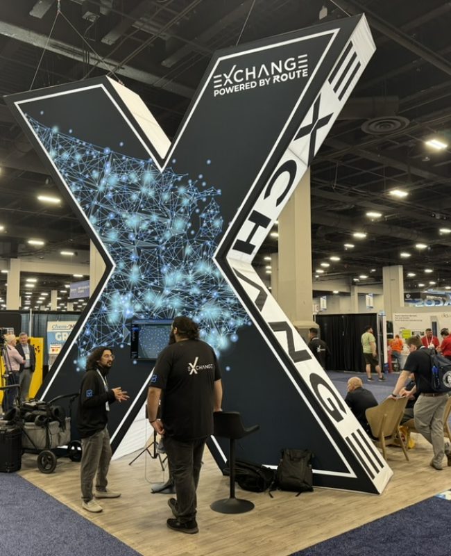 trade show exhibit with LED tiles