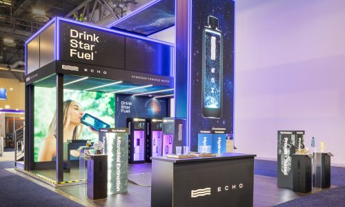 trade show exhibit with led tiles