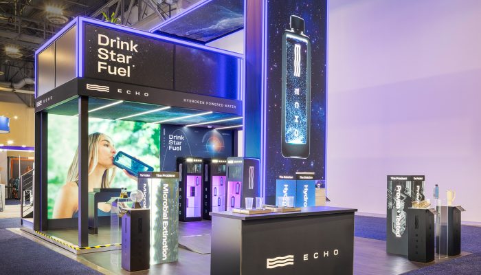 trade show exhibit with led tiles