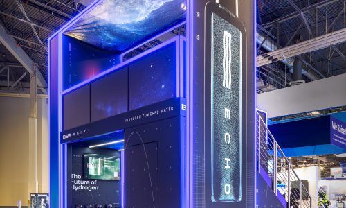 double-deck trade show booth