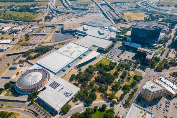 aerial view of the kay bailey hutchison convention center